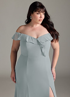 Azazie Sophie Bridesmaid Dresses Dolphin Grey A-Line Off the Shoulder Chiffon Convertible Dress image11