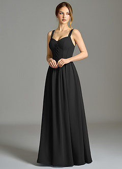 Azazie Porscha 신부 들러리 드레스 A라인 스윗하트 네크라인 쉬폰 바닥 길이 드레스 image7