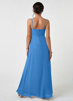 Azazie Collette Junior Blue Jay A-Line Ruched Chiffon Dress image2