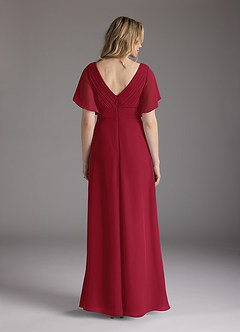 Azazie Alessa Mother of the Bride Dresses Burgundy A-Line V-Neck Pleated Chiffon Dress image6