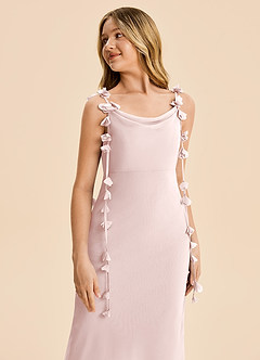 Azazie Trinity Junior Blushing Pink Mermaid Pleated Chiffon Dress image4