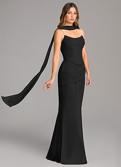 Azazie Sorrel Bridesmaid Dresses Black Mermaid Corset Chiffon Dress image4