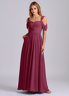 Azazie Koa Venta Final Vestido de Mora de Gasa de Corte en A con Vestidos sin tirantes image3