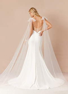 Azazie Sharen Robes de mariée Robe Sirène en Crêpe Élastique Diamant Blanc Champagne image8