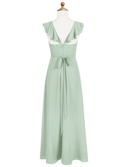 Azazie Emily Junior Agave A-Line Ruched Chiffon Dress image6