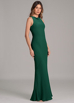 Azazie Allettie Robes de demoiselle d'honneur Robe Sirène en Mousseline de soie émeraude image5