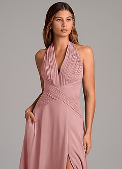 Azazie Elizabeth Bridesmaid Dresses Dusty Rose A-Line Pleated Chiffon Dress image6