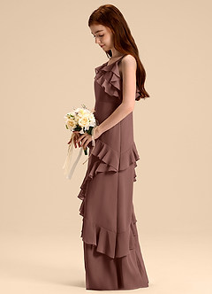 Azazie Evara Junior Abito A-Line in Chiffon Espresso image5