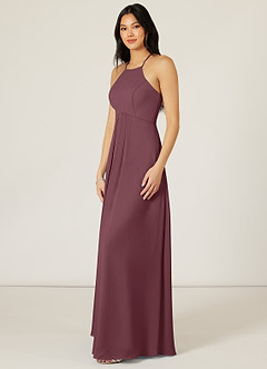 Azazie Sarah Robes de demoiselle d'honneur Robe Empire en Mousseline de soie Plissée Sangria image4