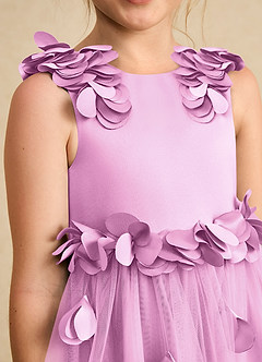 Azazie Atta Jurken voor bloemenmeisjes A-Lijn Jurk van Tule One-Shoulder Snoep Roze image5