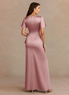 Azazie Robins Final Sale Cabernet A-Line Pleated Stretch Satin Dress image4