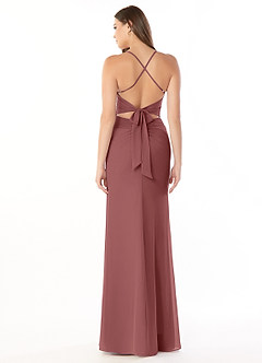 Azazie Aribella Bridesmaid Dresses Amethyst Sheath Ruched Chiffon Dress image2