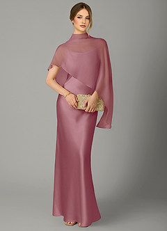 Azazie Jaleesa Bridesmaid Dresses Vintage Mauve A-Line High Neck Stretch Satin Dress image5