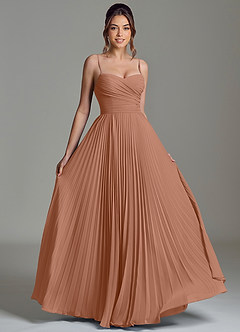 Azazie Catie Brautjungfernkleider A-Linie Herzausschnitt Chiffon Kleid Bronzer image3