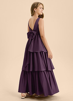Azazie Meadowyn Junior Plum A-Line Bow Stretch Satin Dress image6