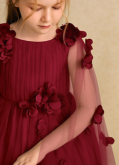 Azazie Staria Robe Demoiselle D'honneur Fillette Robe Princesse en Tulle Rayé Bourgogne image10