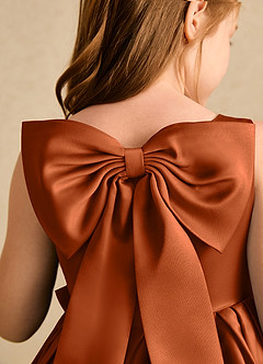 Azazie Jessie Flower Girl Dresses Burnt Orange A-Line Bow Matte Satin Dress image7