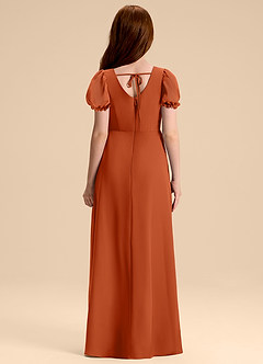 Azazie Priya Junior Burnt Orange A-Line Blouson Chiffon Dress image2
