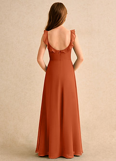 Azazie Chip Girls Formal Flower Girl Dresses Burnt Orange A-Line Sleeveless Chiffon Dress image2