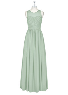 Azazie Nina Brautjungfernkleider A-Linie Plissee Chiffon Kleid Agave image6