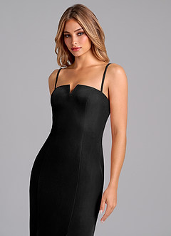 Azazie Yinnie Vestidos de damas de honor Vestido de Negro de terciopelo de Corte Sirena Convertible con Sin tirantes image2
