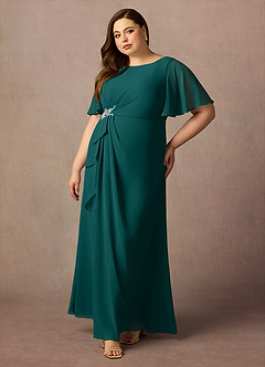Azazie Rain Mother of the Bride Dresses Peacock Sheath Beaded Chiffon Dress image9