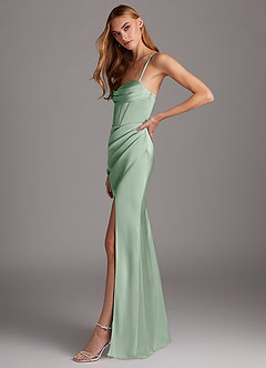 Azazie Brookelle Bridesmaid Dresses Agave Sheath Sweetheart Corset Stretch Satin Dress image5