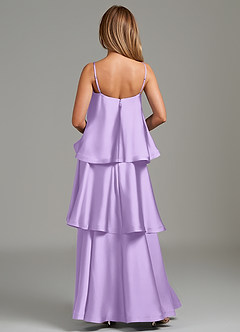 Azazie Azalea Bridesmaid Dresses Lilac A-Line Ruched Stretch Satin Dress image4