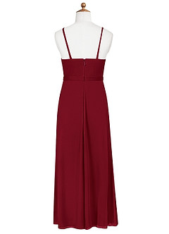 Azazie Luxy Junior Burgundy Pleated Mesh Dress image7