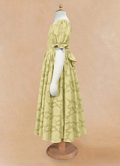 Azazie Joss Flower Girl Dresses Lemon Sorbet A-Line with Sleeves Floral Burnout Dress image6