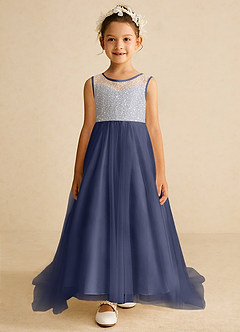 Azazie Tay Flower Girl Dresses Stormy A-Line Sequins Tulle Dress image1