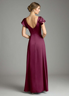 Azazie Omari Bridesmaid Dresses Mulberry A-Line Stretch Satin Dress image2