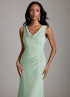 Azazie Linelle Brautjungfernkleider Meerjungfrau-Linie Plissee Chiffon Kleid Agave image3