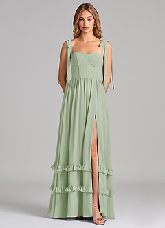 Azazie Anastacia 신부 들러리 드레스 A라인 스윗하트 네크라인 쉬폰 바닥 길이 드레스 image6