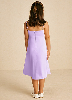 Azazie Zuzu Flower Girl Dresses Lilac A-Line Spaghetti Strap Stretch Satin Dress image2