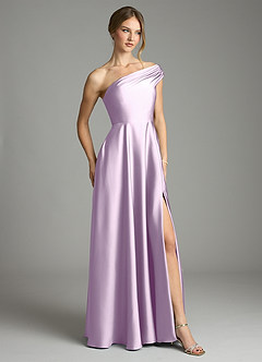 Azazie Melanie Suknie dla druhen Linia A Zza ramienia Satyna elastyczna Do ziemi Sukienka image5