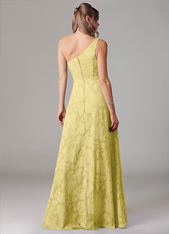Azazie Ellianna Bridesmaid Dresses Canary A-Line One Shoulder Floral Burnout Dress image2