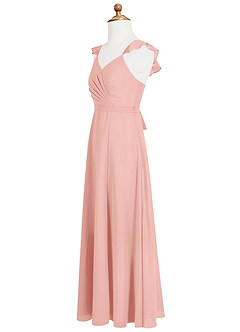 Azazie Emily Junior Dusty Rose A-Line Ruched Chiffon Dress image7