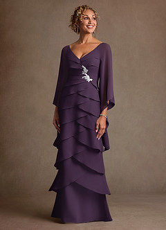 Azazie Arabinda 신부의 어머니 드레스 쉬스 셔링 쉬폰 플로어 길이 드레스 image4