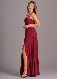 Azazie Carolyn Bridesmaid Dresses Burgundy A-Line Pleated Chiffon Dress image3