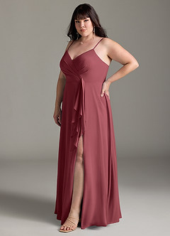 Azazie Akita Bridesmaid Dresses Merlot A-Line Chiffon Dress image8