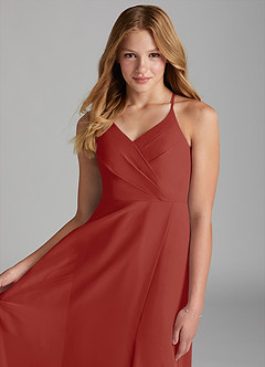 Azazie Davis Junior Terracotta A-Line Chiffon Dress image6