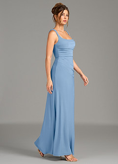 Azazie Agustina Bridesmaid Dresses Powder Blue Mermaid Corset Premium Stretch Jersey Dress image3