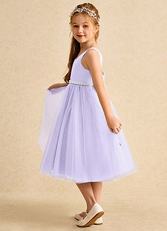 Azazie Firefly vestidos de niña de las flores Vestido de Lila de Satin Mate de Corte En A con Lazo image4