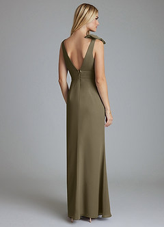 Azazie Taro Bridesmaid Dresses Willow Green Sheath Bow Chiffon Dress image2