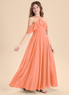 Azazie Tessabelle Junior Jurk van Chiffon met A-Lijn Off the Shoulder Zonsondergang image3
