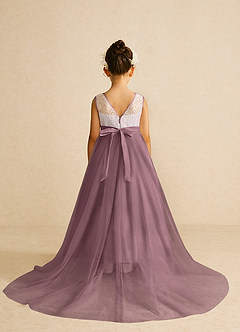 Azazie Tay Flower Girl Dresses Vintage Mauve A-Line Sequins Tulle Dress image2