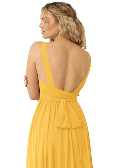 Azazie Kora Bridesmaid Dresses Marigold A-Line Pleated Chiffon Dress image6