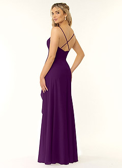 Azazie Naeem Bridesmaid Dresses Grape A-Line V-Neck Ruffle Chiffon Dress image4