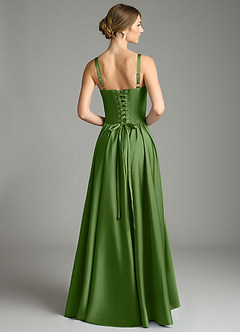 Azazie Evadina Suknie dla druhen Linia A Gorset Satyna elastyczna Do ziemi Sukienka image2